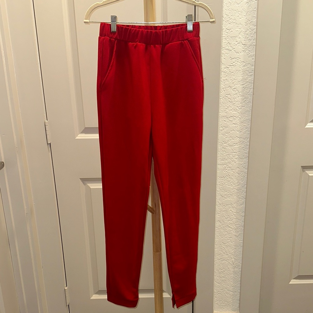 SHEIN Red Elastic Waist Pocketed Jogger Pants